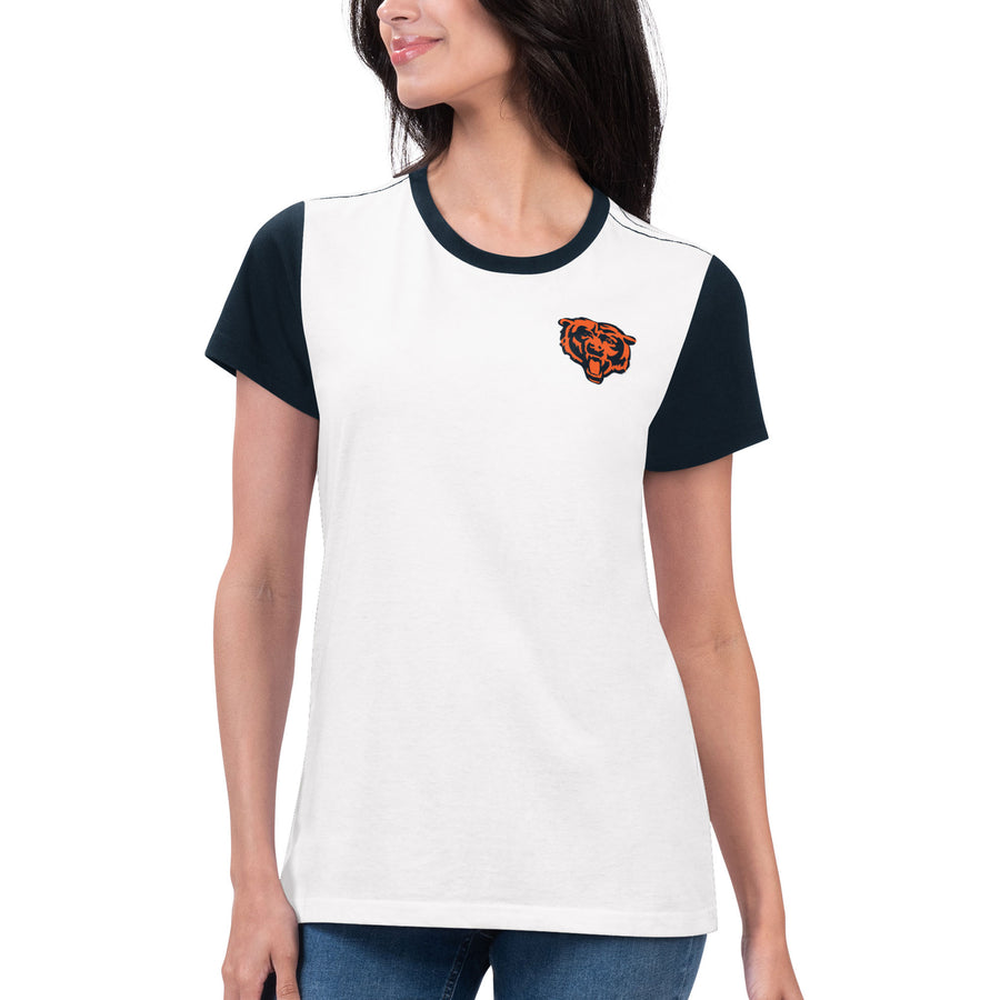 Women's G-III 4Her by Carl Banks White/Navy Chicago Bears Fashion Illustration T-Shirt