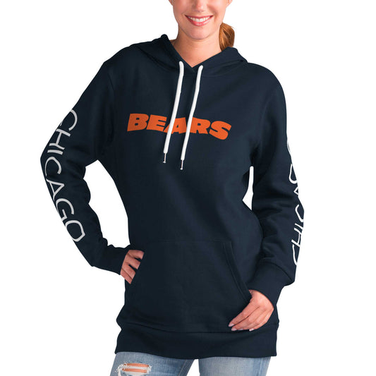 Women's G-III 4Her by Carl Banks Navy Chicago Bears Extra Inning Pullover Hoodie