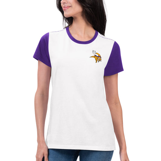 Women's G-III 4Her by Carl Banks White/Purple Minnesota Vikings Fashion Illustration T-Shirt