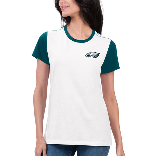 Women's G-III 4Her by Carl Banks White/Midnight Green Philadelphia Eagles Fashion Illustration T-Shirt