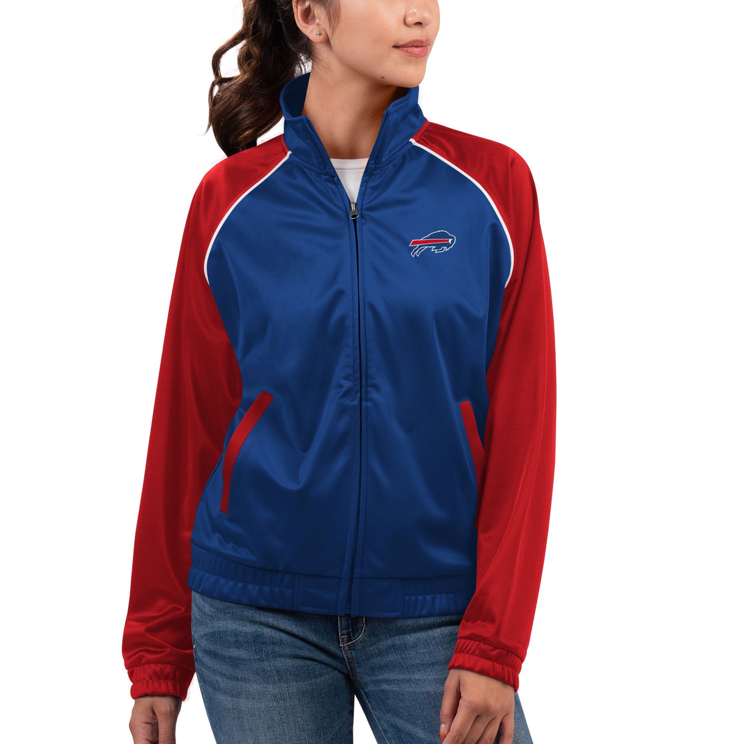 Women's G-III 4Her by Carl Banks Royal Buffalo Bills Showup Fashion Dolman Full-Zip Track Jacket