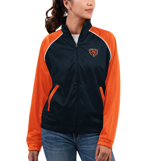 Women's G-III 4Her by Carl Banks Navy Chicago Bears Showup Fashion Dolman Full-Zip Track Jacket