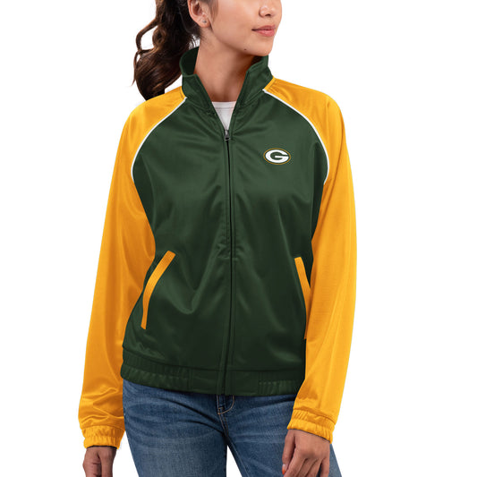 Women's G-III 4Her by Carl Banks Green Green Bay Packers Showup Fashion Dolman Full-Zip Track Jacket