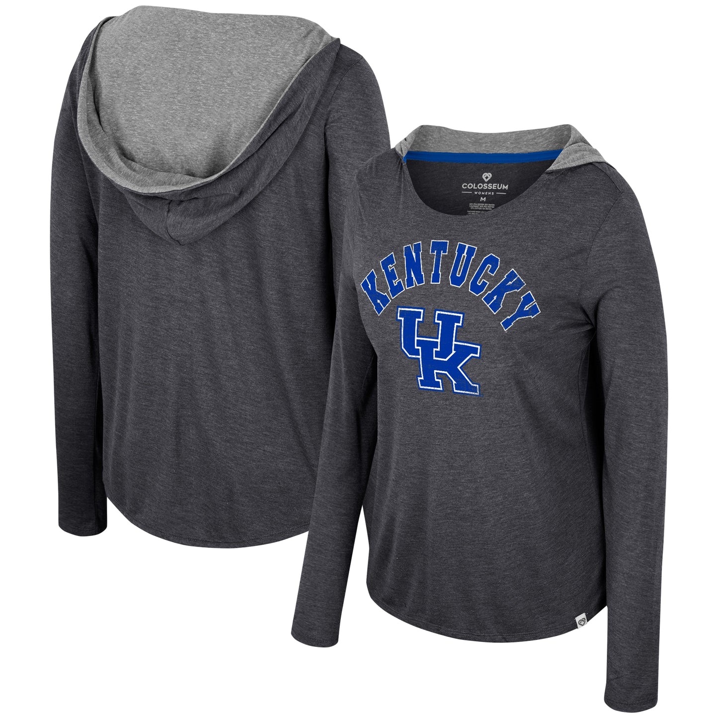 Women's Colosseum  Black Kentucky Wildcats Distressed Heather Long Sleeve Hoodie T-Shirt