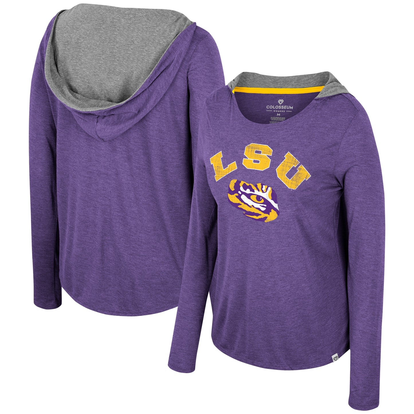 Women's Colosseum  Purple LSU Tigers Distressed Heather Long Sleeve Hoodie T-Shirt