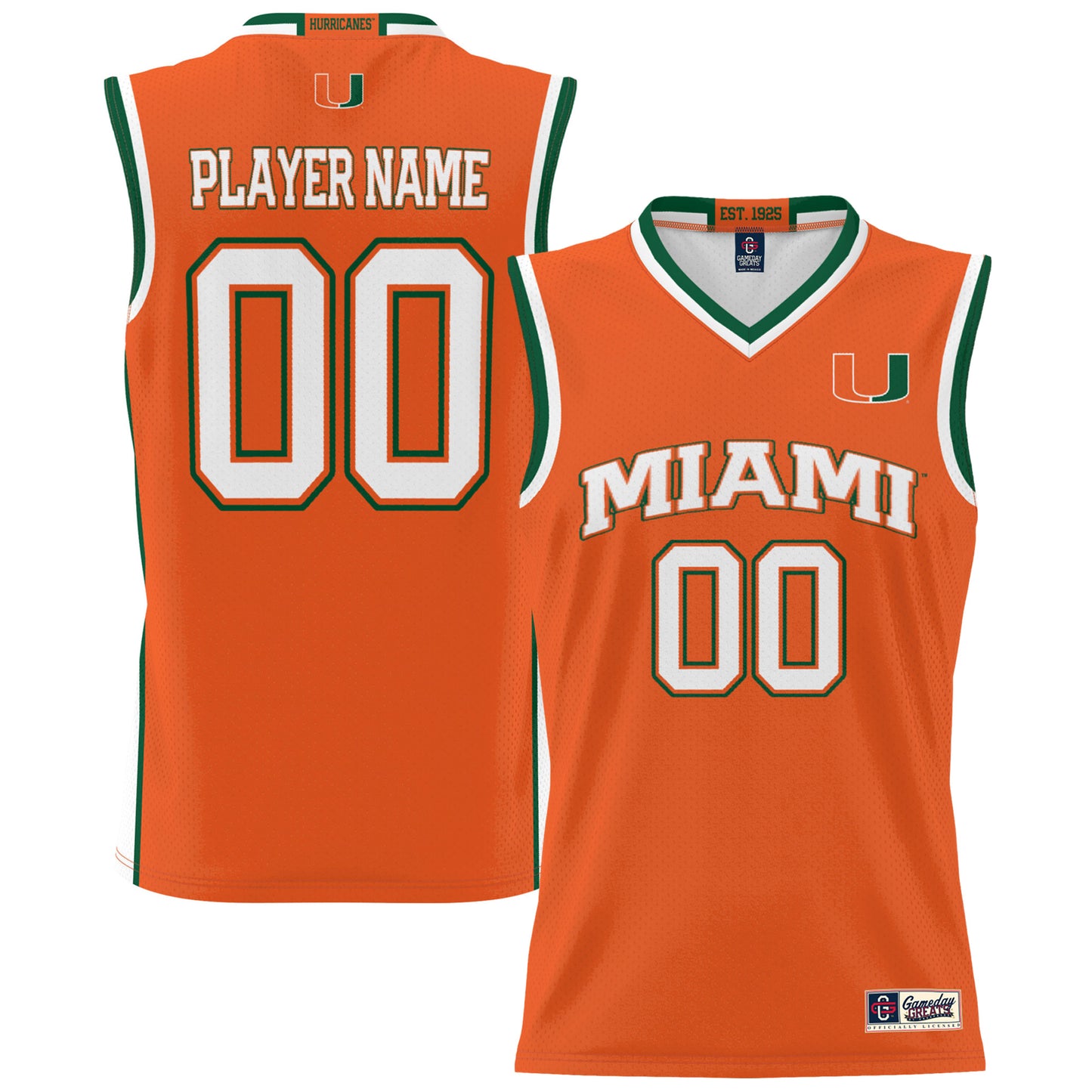 Youth GameDay Greats  Orange Miami Hurricanes NIL Pick-A-Player Lightweight Basketball Jersey