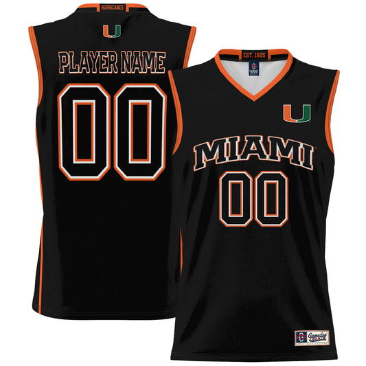 Youth GameDay Greats  Black Miami Hurricanes NIL Pick-A-Player Lightweight Basketball Jersey