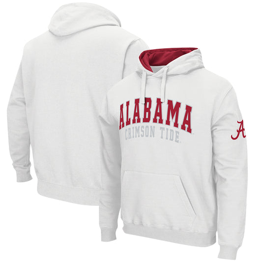 Men's Colosseum White Alabama Crimson Tide Double Arch Pullover Hoodie