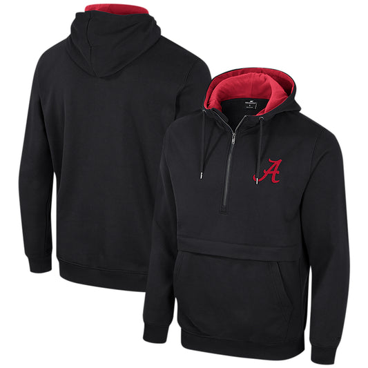 Men's Colosseum Black Alabama Crimson Tide Half-Zip Hoodie