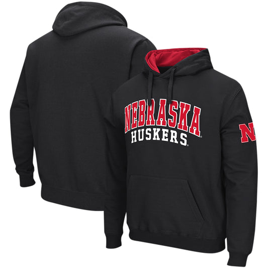 Men's Colosseum Black Nebraska Huskers Double Arch Pullover Hoodie