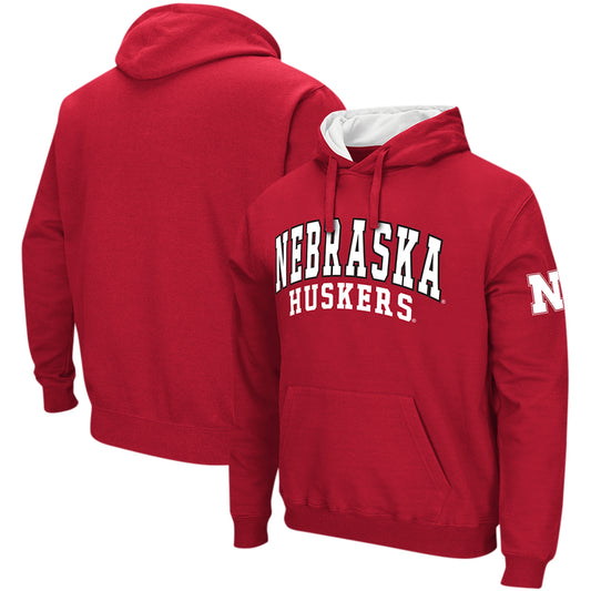 Men's Colosseum Scarlet Nebraska Huskers Double Arch Pullover Hoodie