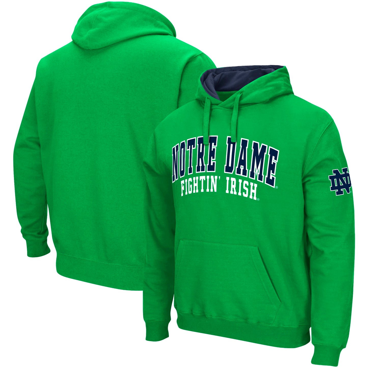 Men's Colosseum Green Notre Dame Fighting Irish Double Arch Pullover Hoodie