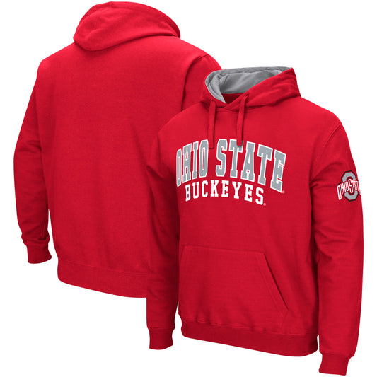 Men's Colosseum Scarlet Ohio State Buckeyes Double Arch Pullover Hoodie