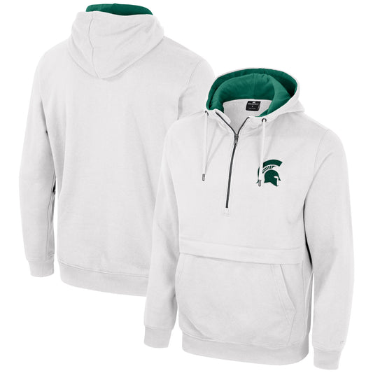 Men's Colosseum White Michigan State Spartans Half-Zip Hoodie