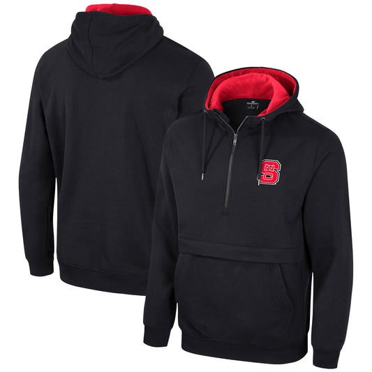 Men's Colosseum Black NC State Wolfpack Half-Zip Hoodie