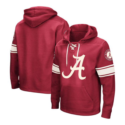 Men's Colosseum Crimson Alabama Crimson Tide Big & Tall Hockey Lace-Up Pullover Hoodie