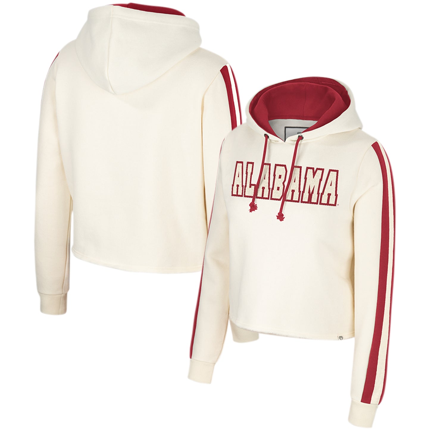 Women's Colosseum Cream Alabama Crimson Tide Perfect Date Cropped Pullover Hoodie