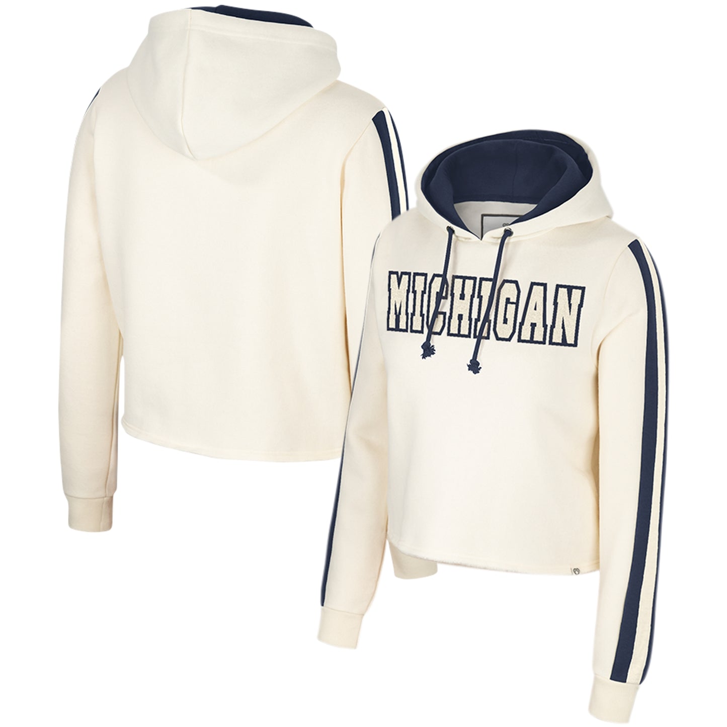 Women's Colosseum Cream Michigan Wolverines Perfect Date Cropped Pullover Hoodie