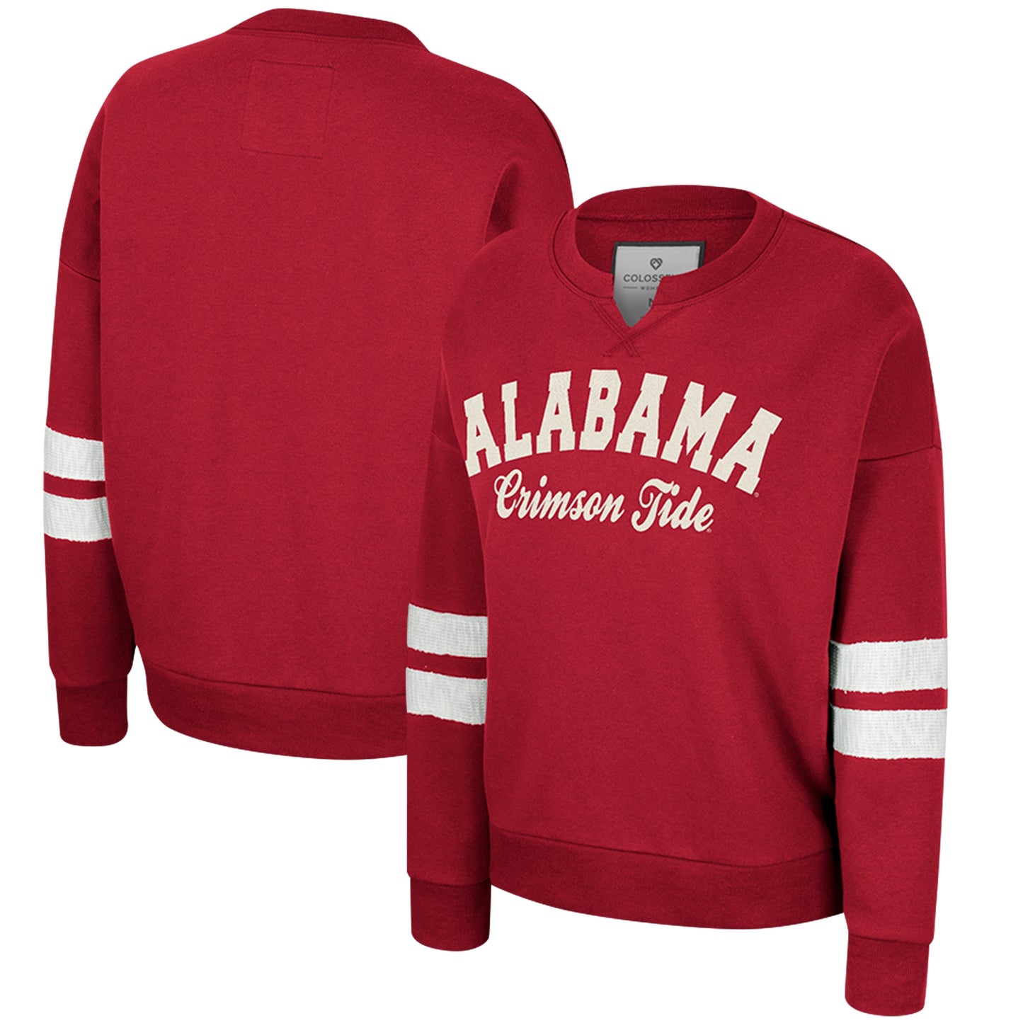 Women's Colosseum Crimson Alabama Crimson Tide Perfect Date Notch Neck Pullover Sweatshirt