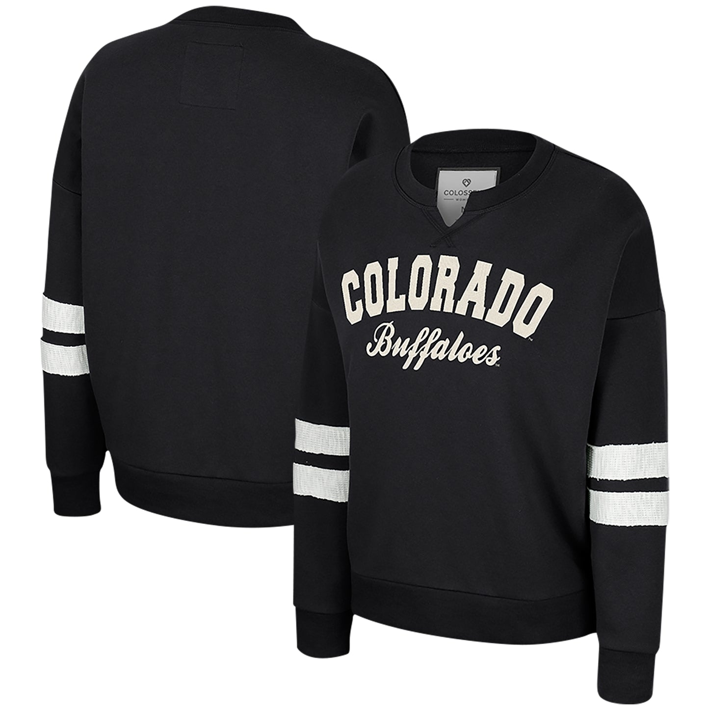 Women's Colosseum Black Colorado Buffaloes Perfect Date Notch Neck Pullover Sweatshirt