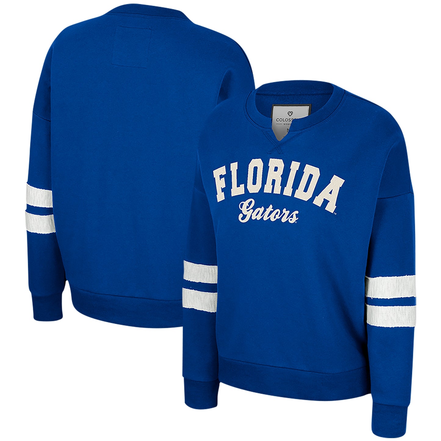 Women's Colosseum Royal Florida Gators Perfect Date Notch Neck Pullover Sweatshirt