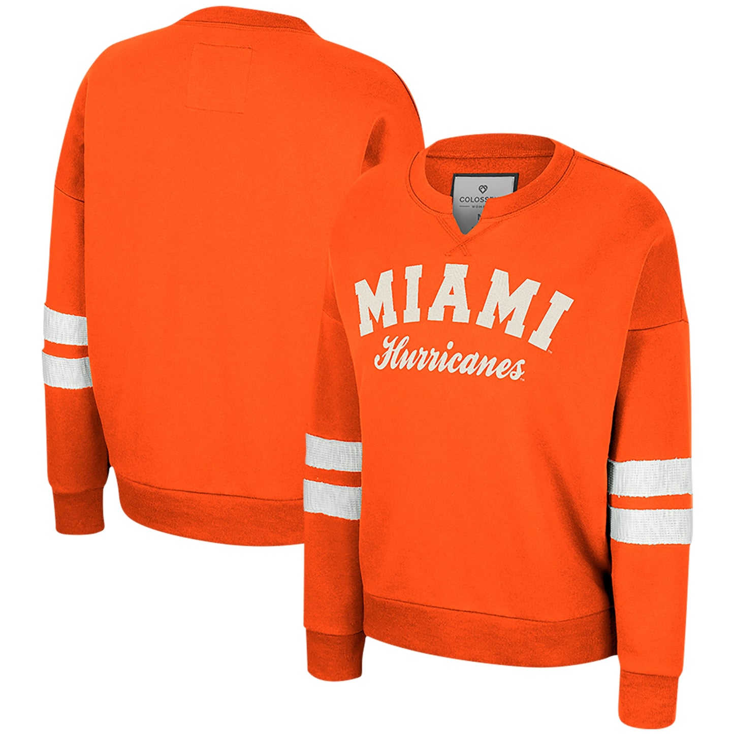 Women's Colosseum Orange Miami Hurricanes Perfect Date Notch Neck Pullover Sweatshirt