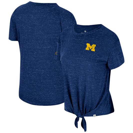 Women's Colosseum Navy Michigan Wolverines Finalists Tie-Front T-Shirt