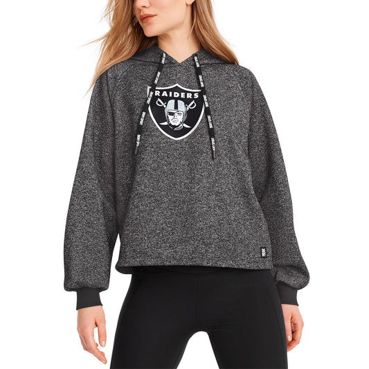 Women's DKNY Sport Black Las Vegas Raiders Debbie Dolman Raglan Pullover Hoodie