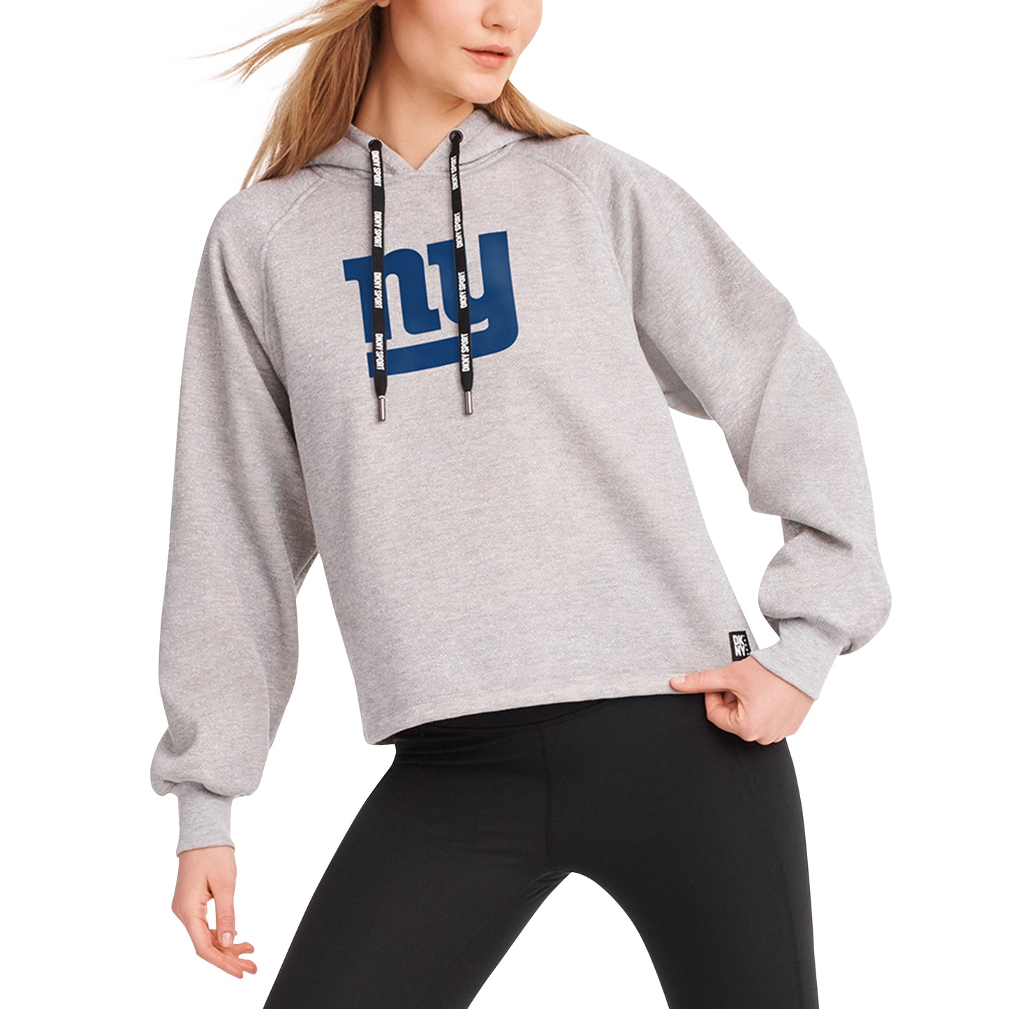 Women's DKNY Sport Heather Gray New York Giants Debbie Dolman Raglan Pullover Hoodie