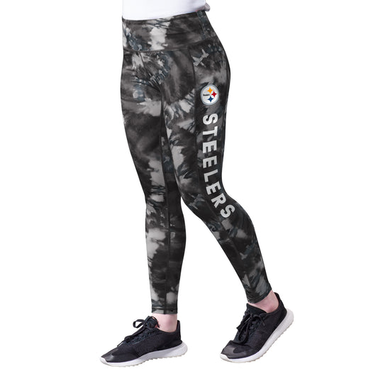 Women's MSX by Michael Strahan Black Pittsburgh Steelers Aubrey Tie-Dye Leggings