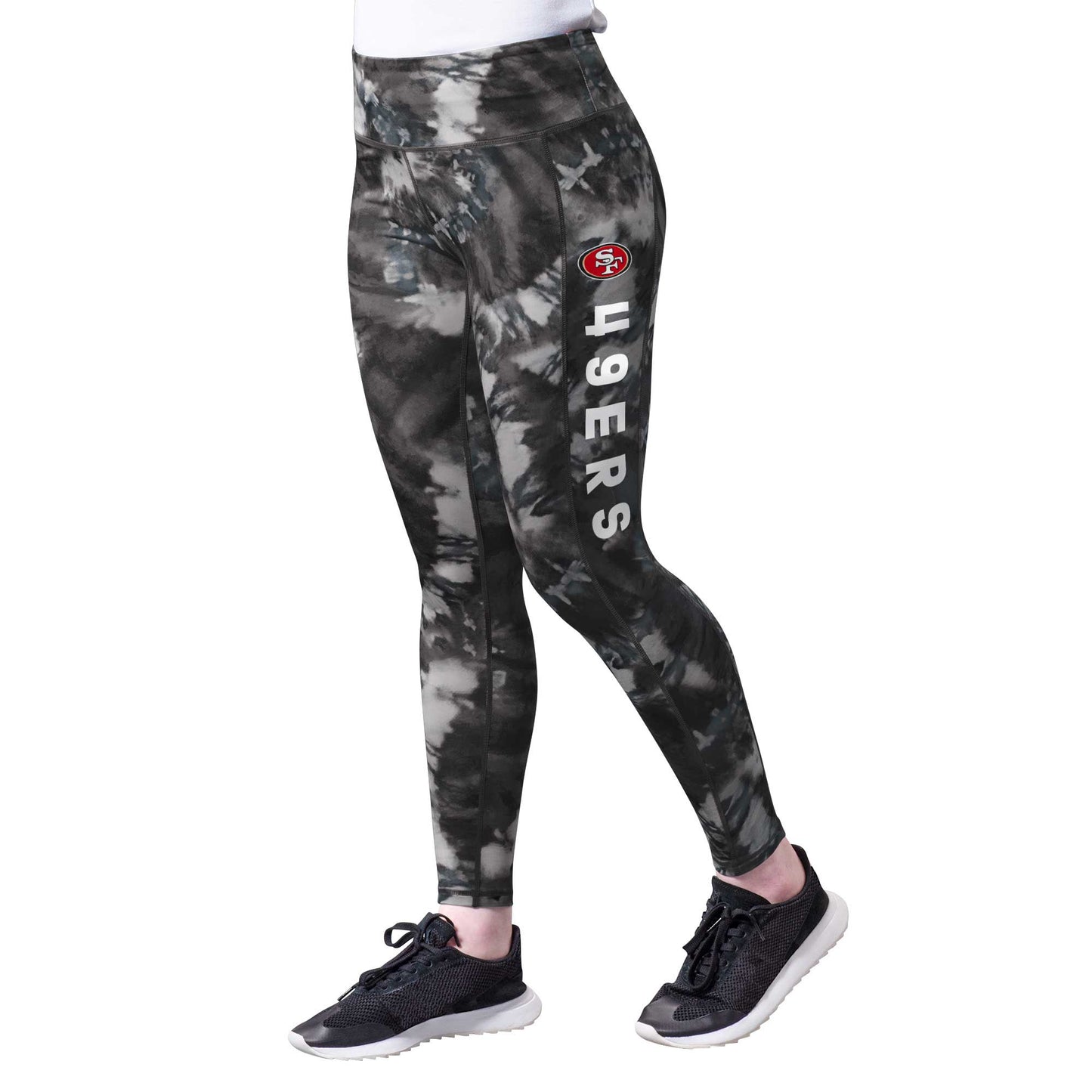 Women's MSX by Michael Strahan Black San Francisco 49ers Aubrey Tie-Dye Leggings