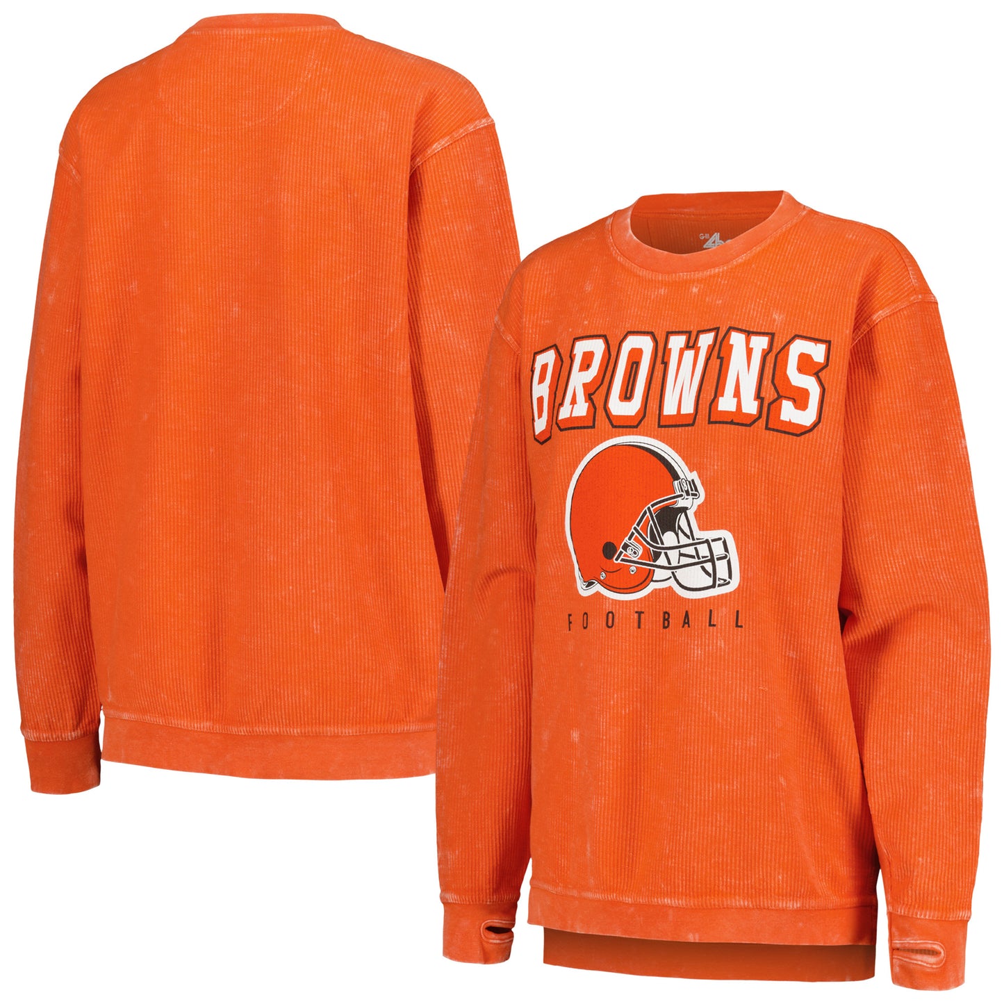 Women's G-III 4Her by Carl Banks Orange Cleveland Browns Comfy Cord Pullover Sweatshirt