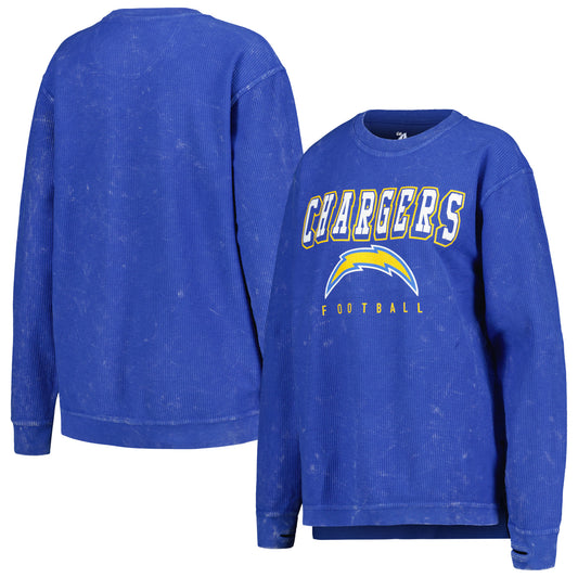 Women's G-III 4Her by Carl Banks Powder Blue Los Angeles Chargers Comfy Cord Pullover Sweatshirt