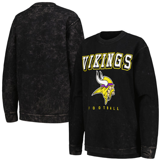 Women's G-III 4Her by Carl Banks Black Minnesota Vikings Comfy Cord Pullover Sweatshirt