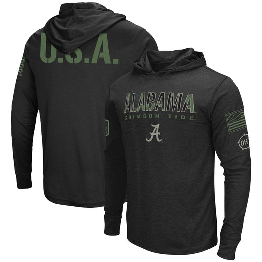 Men's Colosseum Black Alabama Crimson Tide Big & Tall OHT Military Appreciation Tango Long Sleeve Hoodie T-Shirt