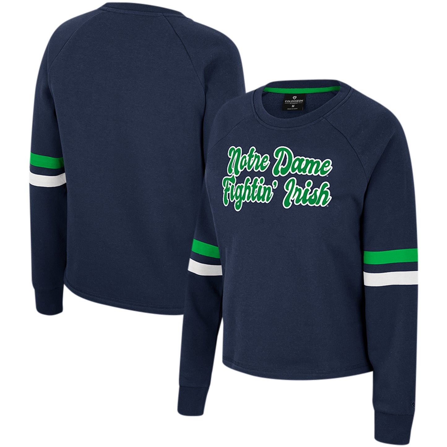 Women's Colosseum Navy Notre Dame Fighting Irish Talent Competition Raglan Pullover Sweatshirt