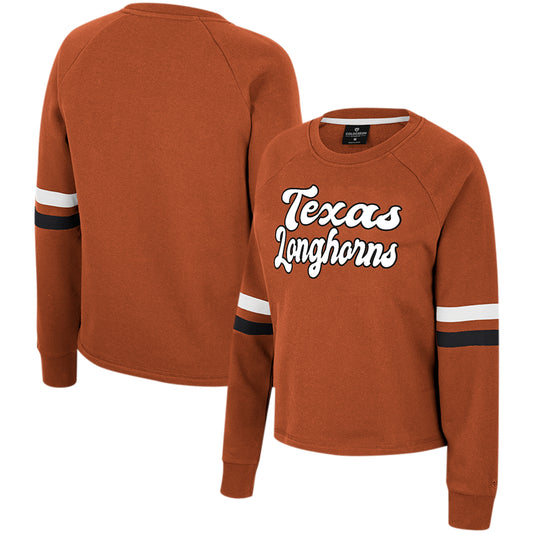 Women's Colosseum Texas Orange Texas Longhorns Talent Competition Raglan Pullover Sweatshirt