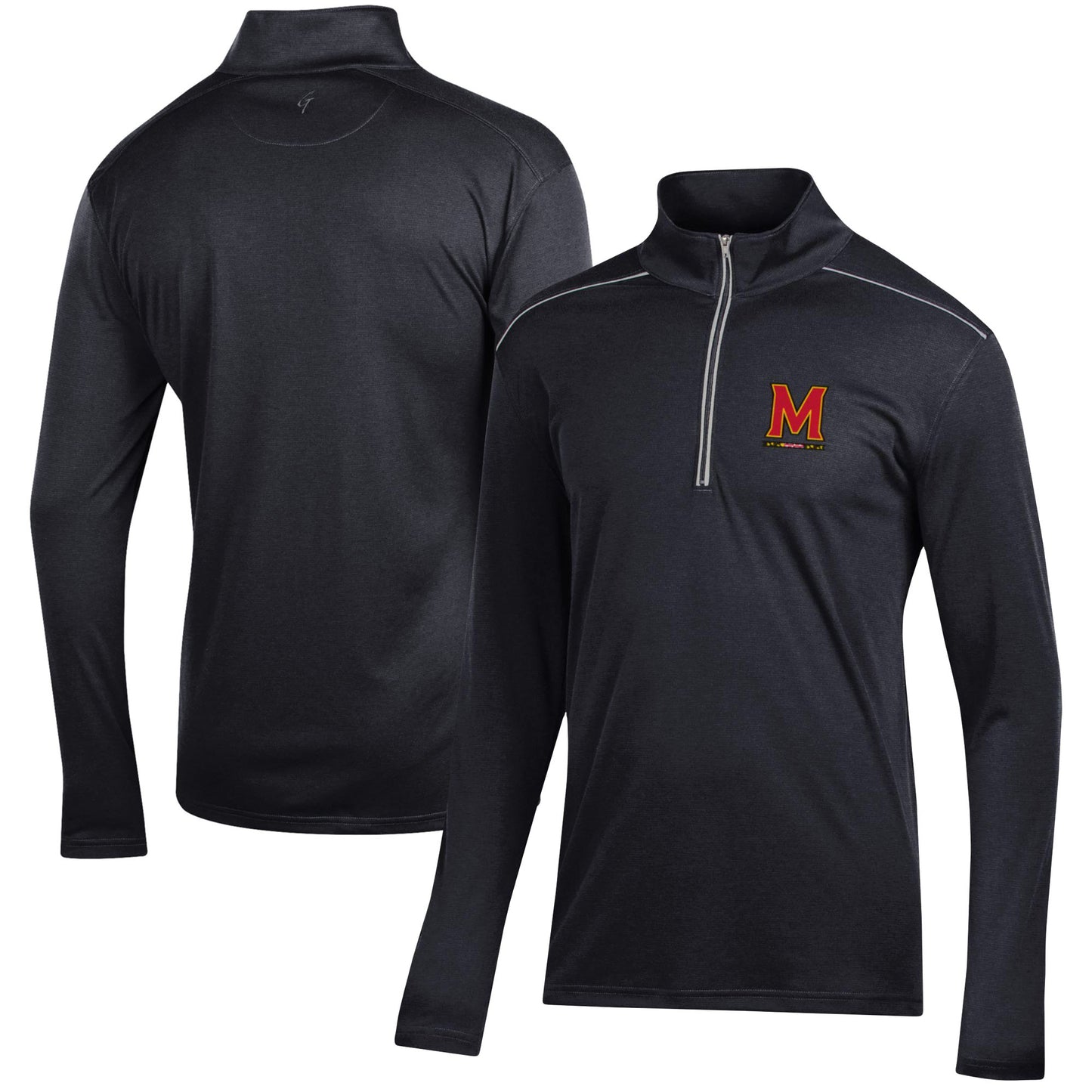 Men's Black Maryland Terrapins Classic Jacquard Quarter-Zip Pullover Top