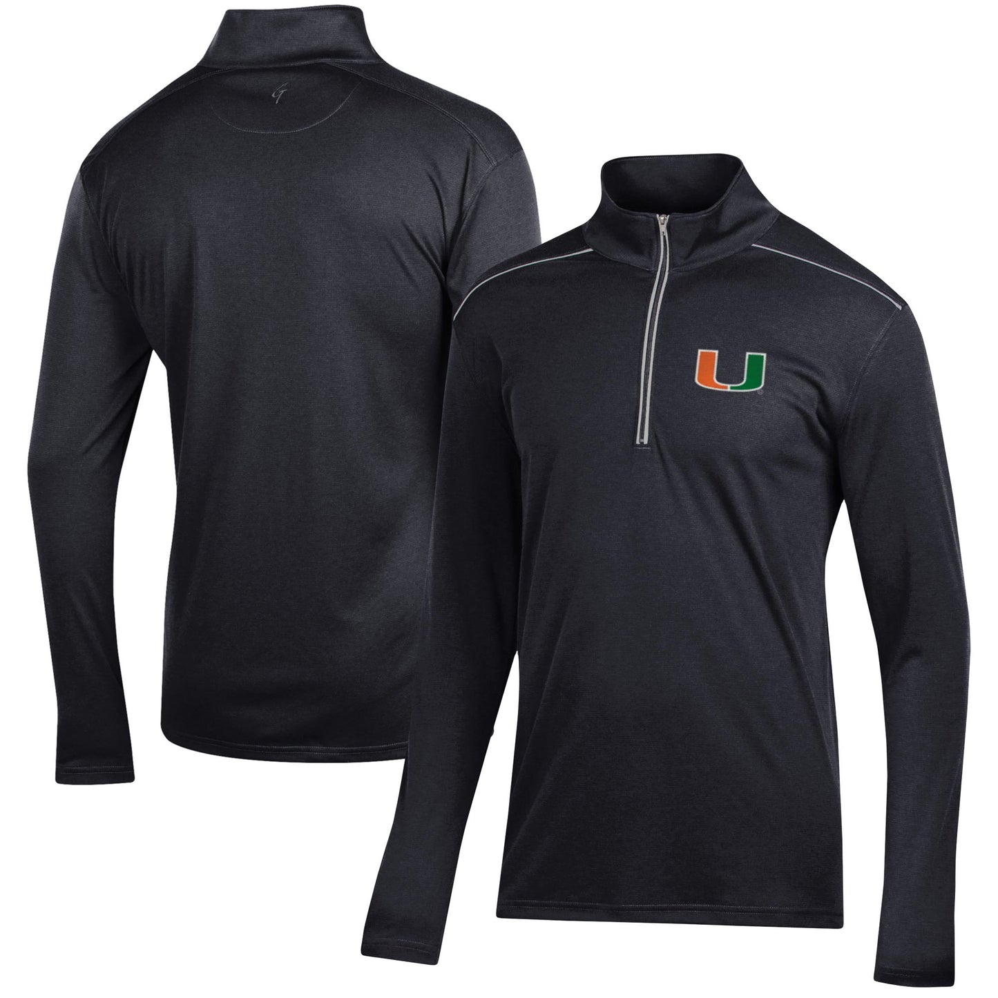 Men's Black Miami Hurricanes Classic Jacquard Quarter-Zip Pullover Top