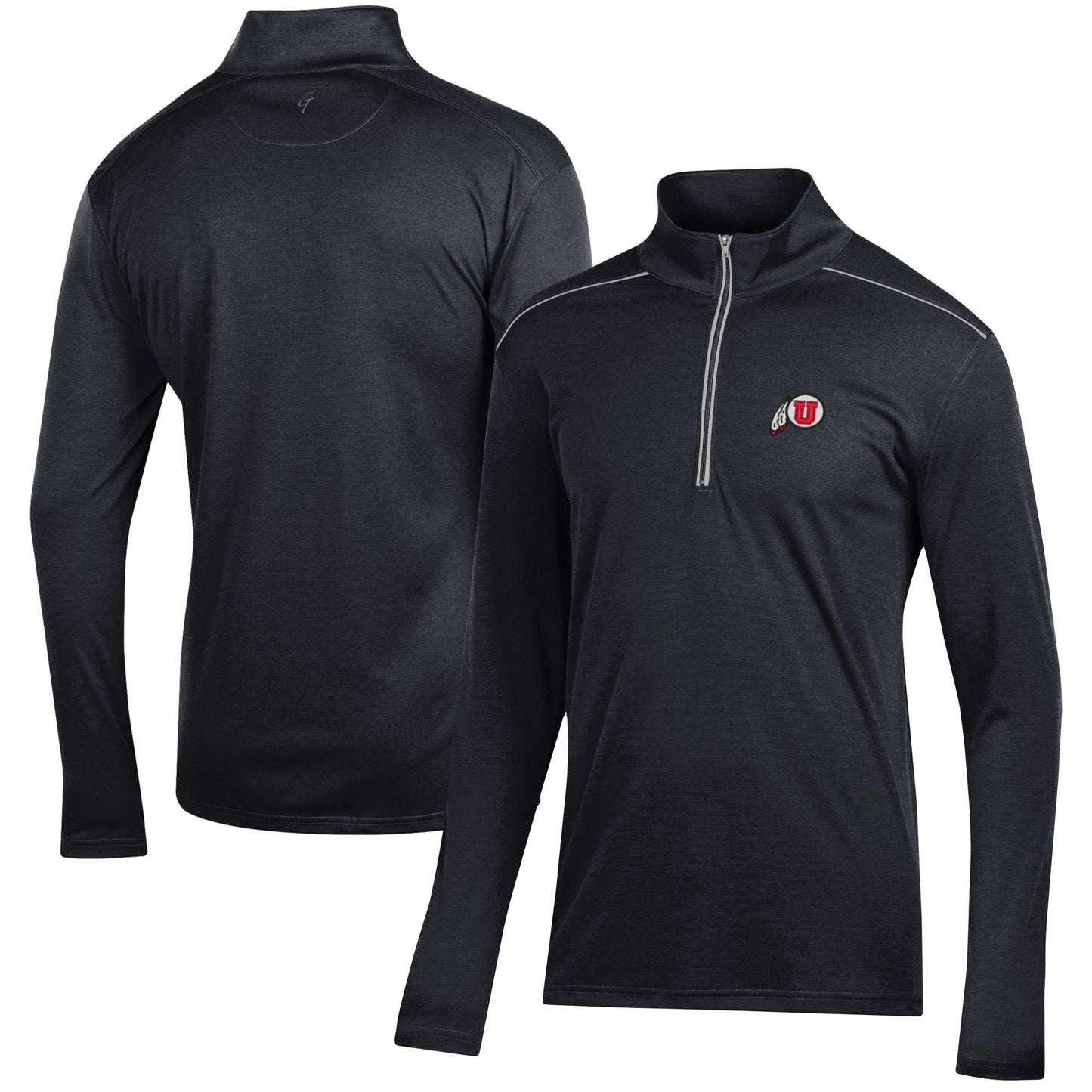 Men's Black Utah Utes Classic Jacquard Quarter-Zip Pullover Top