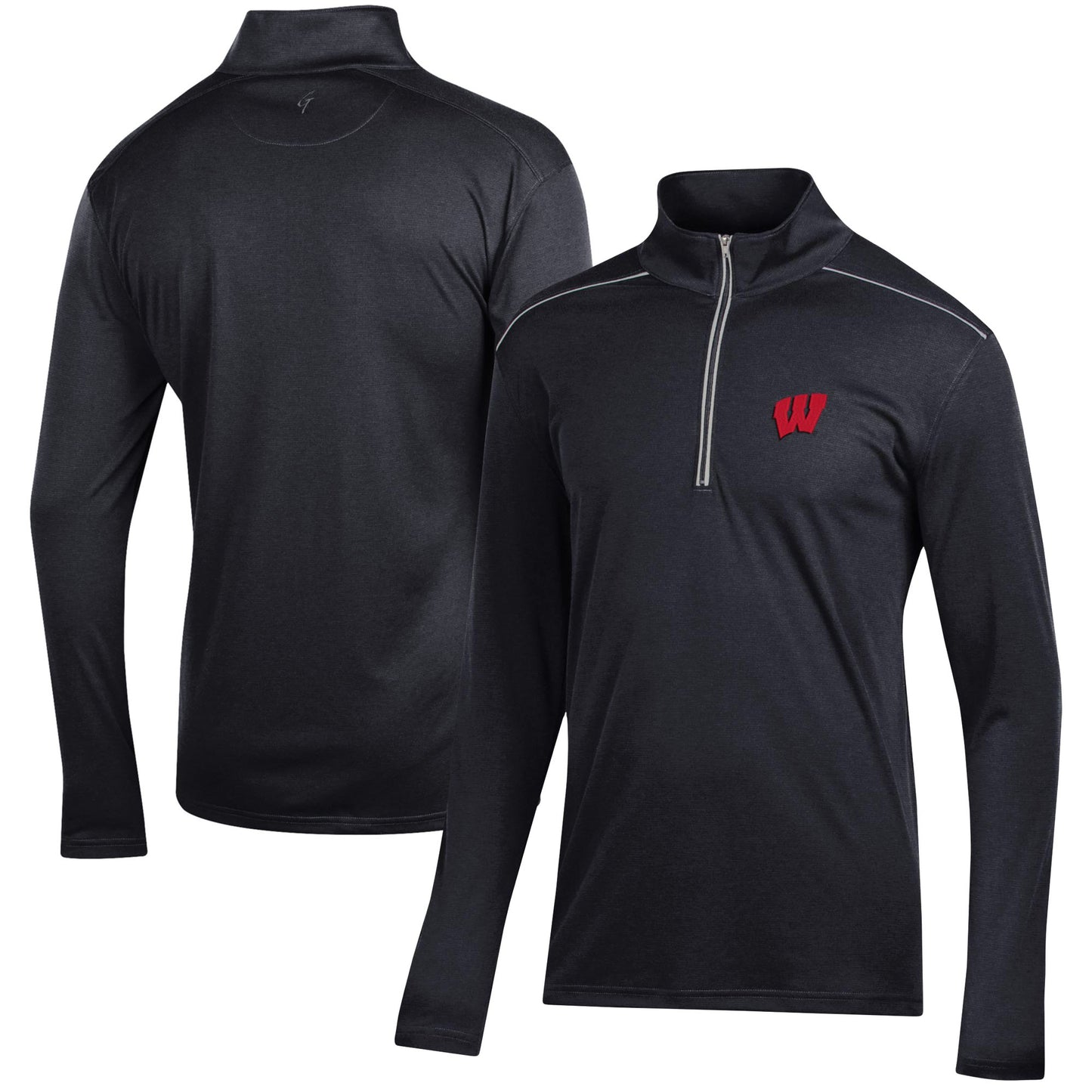 Men's Black Wisconsin Badgers Classic Jacquard Quarter-Zip Pullover Top