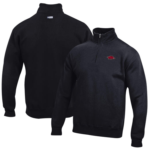 Men's Black Arkansas Razorbacks Big Cotton Quarter-Zip Pullover Sweatshirt