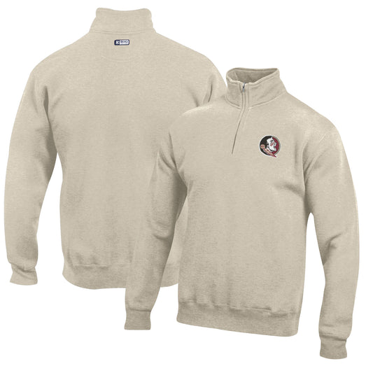 Men's Oatmeal Florida State Seminoles Big Cotton Quarter-Zip Pullover Sweatshirt