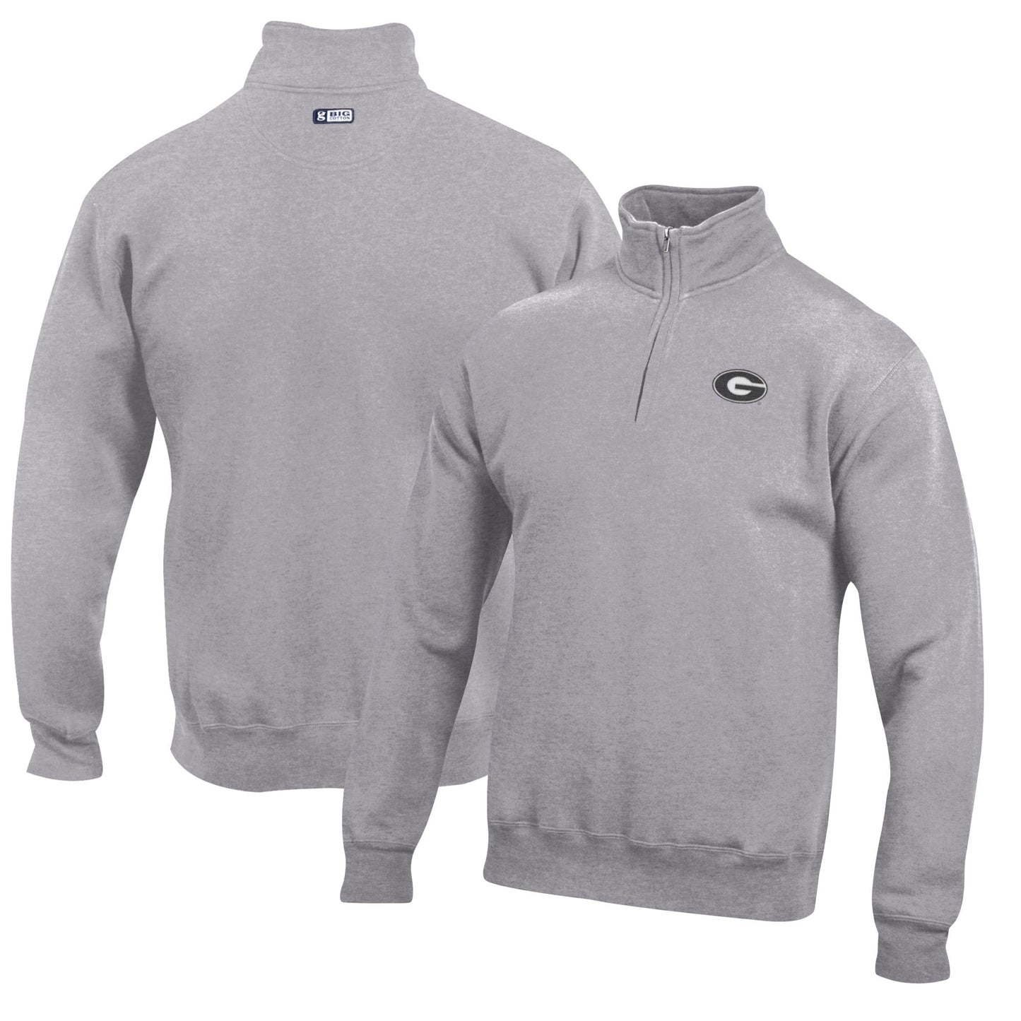 Men's Gray Georgia Bulldogs Big Cotton Quarter-Zip Pullover Sweatshirt