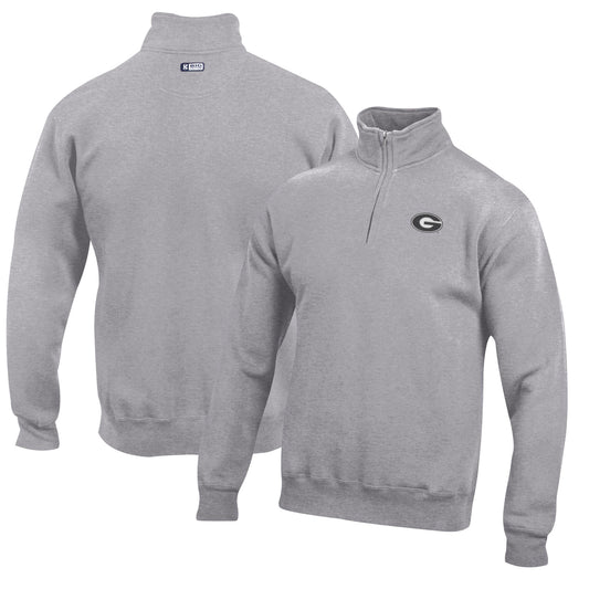Men's Gray Georgia Bulldogs Big Cotton Quarter-Zip Pullover Sweatshirt