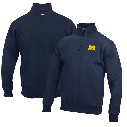 Men's Navy Michigan Wolverines Big Cotton Quarter-Zip Pullover Sweatshirt