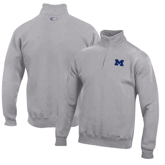 Men's Gray Michigan Wolverines Big Cotton Quarter-Zip Pullover Sweatshirt