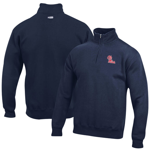 Men's Navy Ole Miss Rebels Big Cotton Quarter-Zip Pullover Sweatshirt