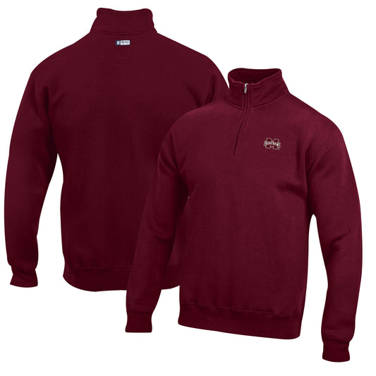 Men's Maroon Mississippi State Bulldogs Big Cotton Quarter-Zip Pullover Sweatshirt