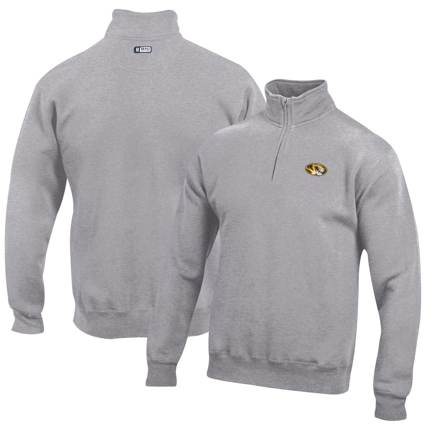 Men's Gray Missouri Tigers Big Cotton Quarter-Zip Pullover Sweatshirt